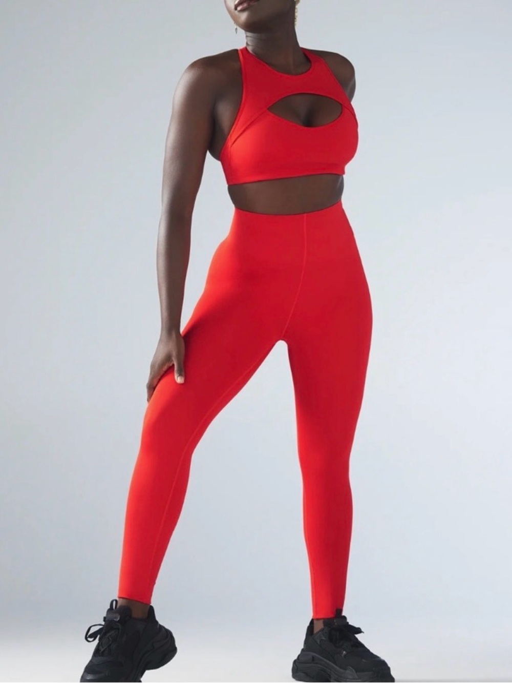 Savage X Fenty Hotline Set - Fiesta Red High-Rise Leggings & Cut-Out Top, Small